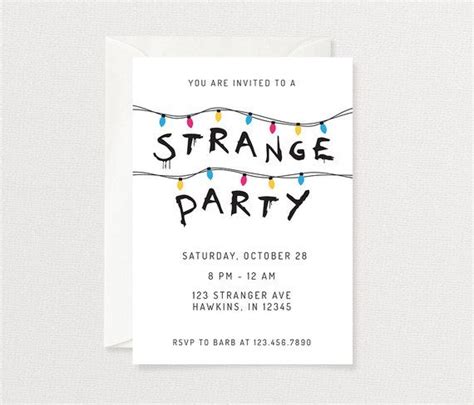 stranger  party invitation customized printable invitation