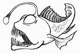 Fish Coloring Pages Drawing Sea Angler Deep Anglerfish Scary Dragon Nemo Colouring Print Draw Template Pencil Aquarium Color Drawings Printable sketch template