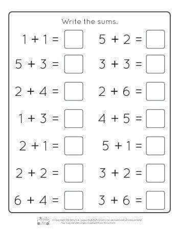 pin  aish ch  maths kindergarten addition worksheets