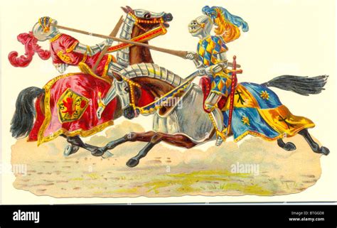 die cut scrap  medieval knights jousting stock photo  alamy
