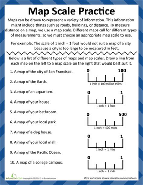 map scale practice worksheets real life  distance