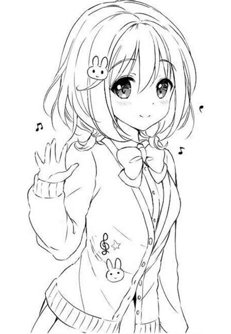 beautiful anime girl coloring pages  print hl