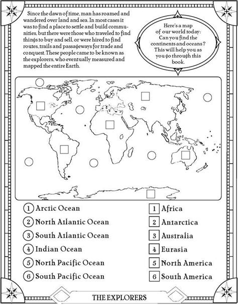 find  oceans  continents page  printable elementary social