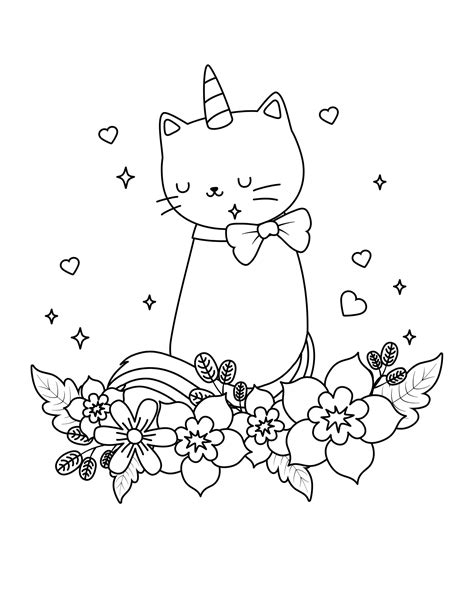 unicorn cat printable coloring book  pages etsy uk