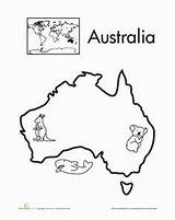 Australia Coloring Map Continents Continent Kids Pages Australian Printable Geography Color Colouring Asia Africa Outline Globe Flag Kindergarten Seven Getcolorings sketch template