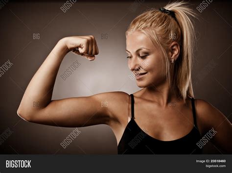 woman flexing  image photo  trial bigstock