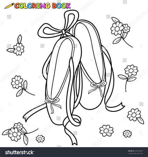 ballet shoes coloring book page stock vector royalty