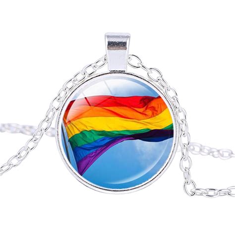 men gay pride women necklace rainbow flag lgbt lesbian pendant necklace