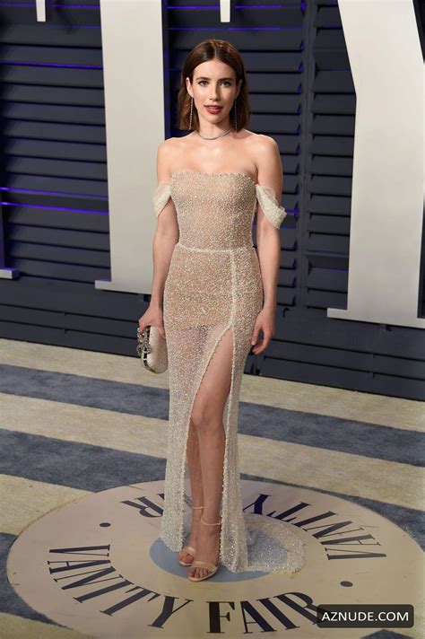 Emma Roberts Wearing A See Through Dress At The 2019 Vanity Fair Oscar
