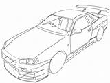 Nissan Skyline R34 Coloring Pages Fast Gtr Furious Drawing City York Color Printable Sheet Line Template sketch template