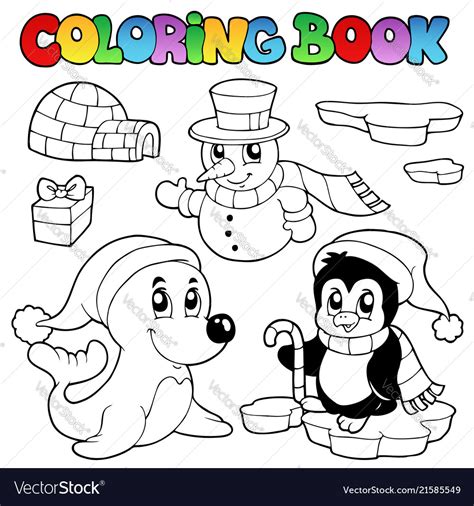 coloring book wintertime animals  royalty  vector image