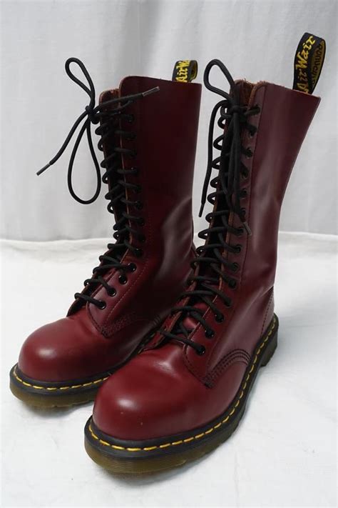 vintage  eye dr martens cherry red steel toe boots uk  shoes  docs etsy boots steel