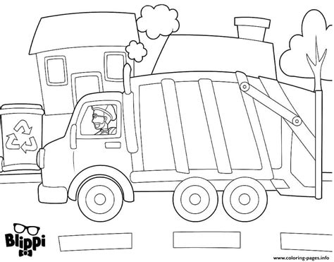 blippi driving garbage truck coloring page printable