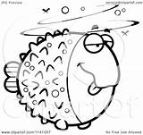 Blowfish Cartoon Drunk Clipart Coloring Outlined Vector Thoman Cory Royalty Clipartof sketch template