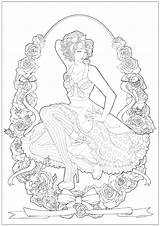Coloring Vintage Pages Retro Woman Adult Style Adults Young Popular sketch template