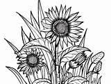 Grass Flowers Coloring Pages Flower Kids sketch template