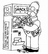 Homer Simpson Coloring Simpsons Eating Snacks Kids Printable Hit Late Night Show sketch template