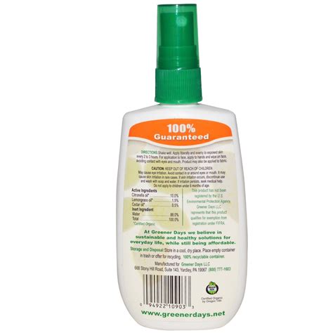 greenerways bug spray organic insect repellent  fl oz  ml