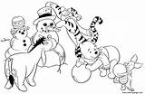 Coloring Pages Pooh Winnie Snowman Winter Christmas Family Disney Friends Tigger Printable Print Color Tinkerbell Sheets Colouring Bear Frosty Neverland sketch template