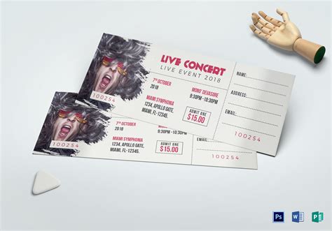 concert ticket design template  word psd pages publisher