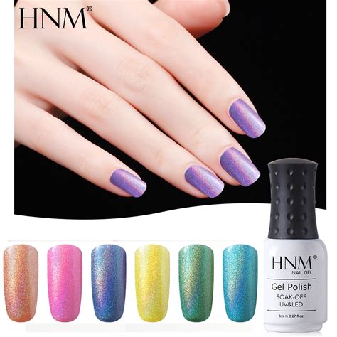 Hnm Holographic Uv Gel Polish Rainbow Colorful Super Shine Shimmer