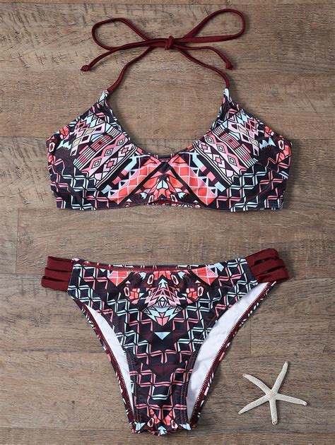 8 36 halter bikini with geometric print bikinis bikini set