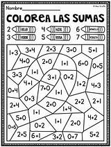 Sumas Worksheets Spanish Colorea Las Color Fluency Sums Fact sketch template