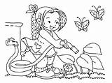 Coloring Garden Watering Flower Sheet Plant Girl Pages Touch Color Beautiful Add sketch template