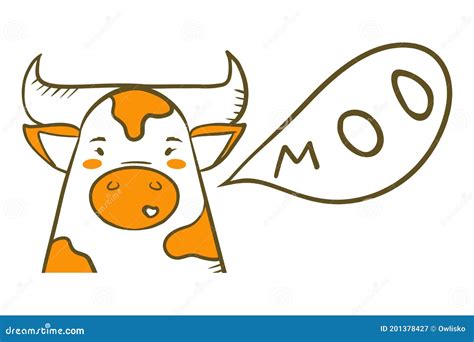 Cartoon Cute Cow Say Moo Stock Vector Illustration Of Farm 201378427