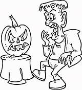Frankenstein Coloring Scared Jack Lantern Pages Printable Halloween Supercoloring Color Super Categories sketch template