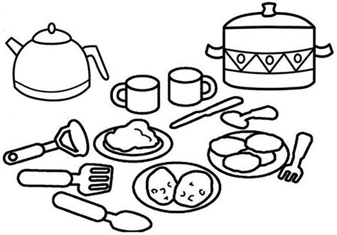 kitchen utensils coloring page coloring home