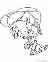 Flik Coloring Disneyclips Life Bug Gif Pages Parachuting sketch template