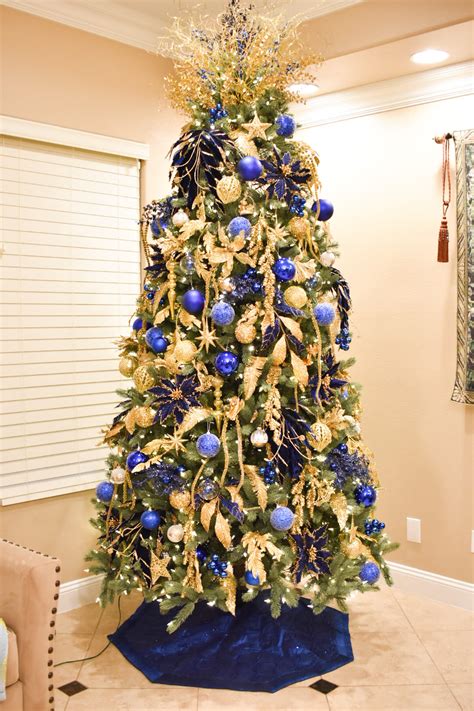 traditional cobalt blue  gold christmas tree decor