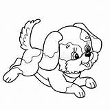 Puppy Coloring Cute Outline Dog Cartoon Pages Wolf Kids Print Pup Joyful Puppies Jumping Book Realistic Drawing Pets Vector Sheets sketch template