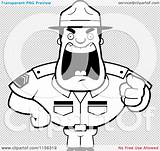 Drill Sergeant Tough Coloring Clipart Cartoon Screaming Vector Outlined Cory Thoman Clipartof sketch template