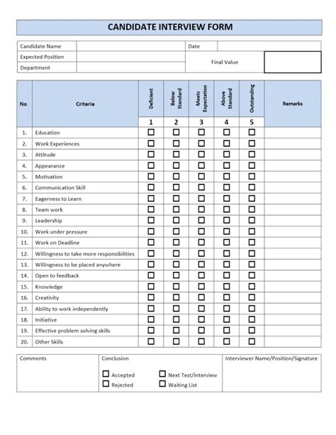 candidate interview form