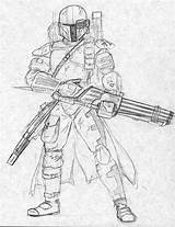 Mandalorian Gunner Heavy Armor Deviantart Coloring Pages Kuk Man Template Sketch sketch template