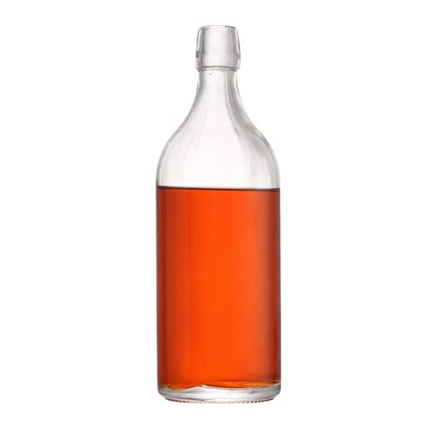 Customized Recycled Clear Round Classic Glass Bottle 1000 Ml With Swing