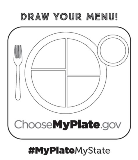 draw myplate mystate icon healthy food plate plates coloring pages