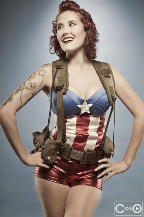 fashion and action captain america retro pin up cosplay