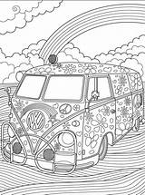 Coloring Pages Hippie Adult Adults Vw Van Cars Volkswagen Colouring Printable Vans Sheets Kombi Print Book Books Coloriage Minivan Peace sketch template