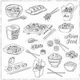 Food Chinese Asian Illustration Vector Decorative Pattern Set Icons Seamless Stock Packages Menus Recipes sketch template