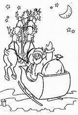 Santa Sleigh Coloring Claus Pages Getcolorings Color sketch template