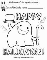 Halloween Coloring Worksheets Worksheet Preschool Activities Holiday Printable Pages Color Happy Preschoolers Fun Kids Daycareworksheets sketch template