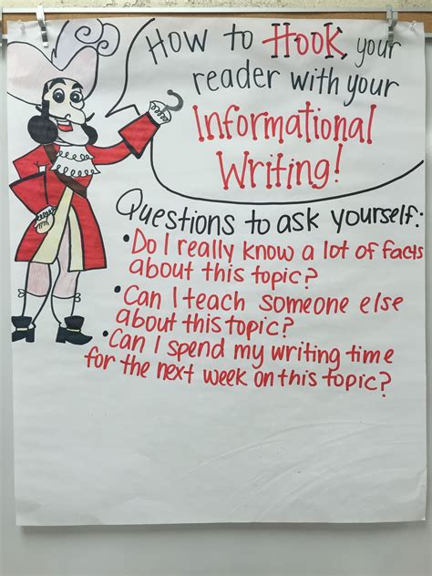 lucy calkins informational writing hook  reader anchor chart