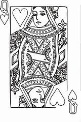 Queen Hearts Coloring Pages Cards Deck Card Playing King Colouring Clip Template Heart Drawing Color Sheets Clipart Clker Wonderland Alice sketch template