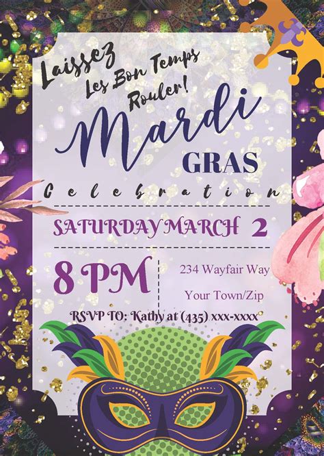 mardi gras party invitations templates send  invitations