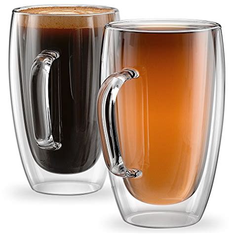 kitchables coffee mugs drinking glasses set of 2 with handle 12oz