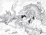 Coloring King Ghidorah Pages Godzilla Vs Drawing Deviantart Monsters Getdrawings Choose Board Popular sketch template