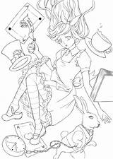 Alice Wonderland Fable Divers Conte Grimm Lineart sketch template
